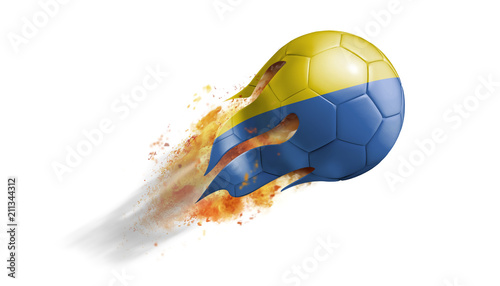 Flying Flaming Soccer Ball with Ukraine Flag