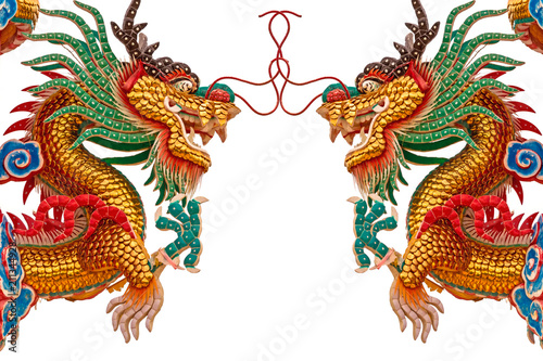 Close up Chinese dragon isolated on white background.