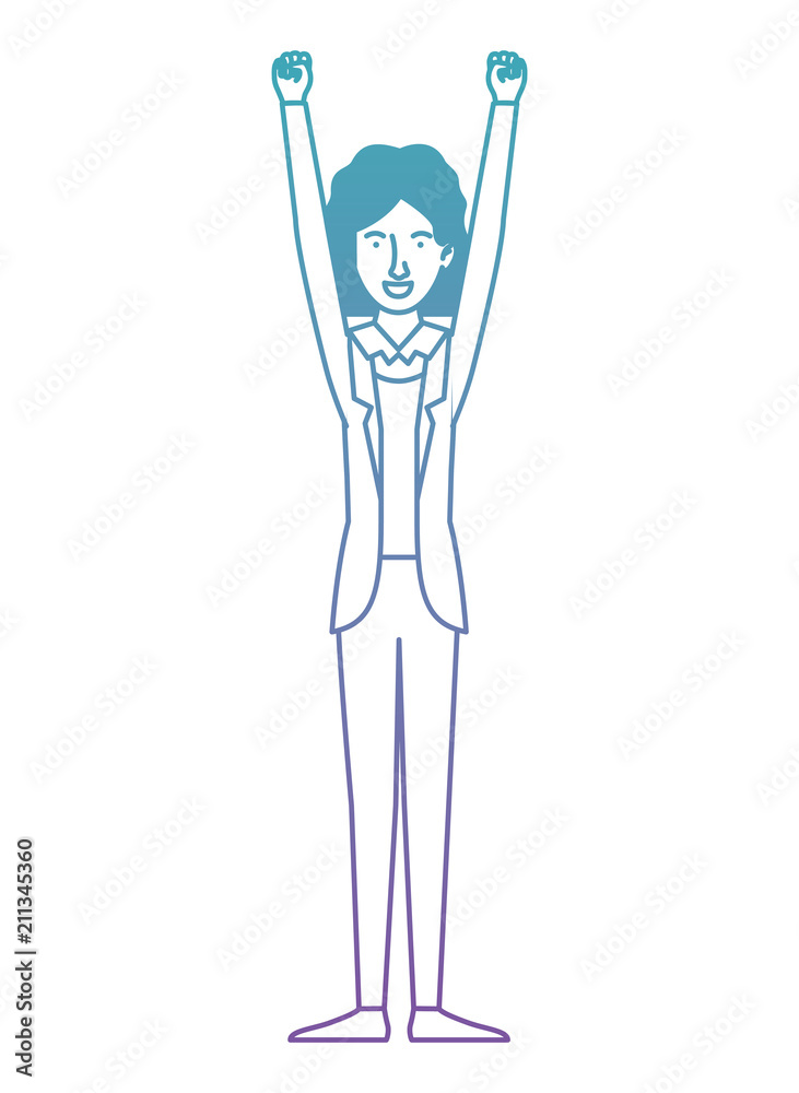 young woman celebrating with hands up character vector illustration design young woman celebrating with hands up character vector illustration design