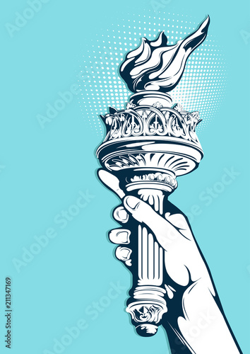 Hand of the Statue of Liberty, independence day, vector illustration.