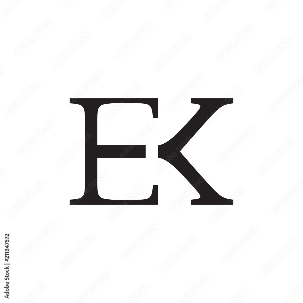 EK logo letter design Stock Vector