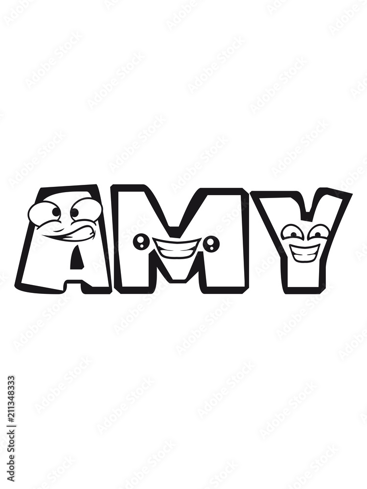 amy weiblich vorname mädchen schwanger baby kind nachwuchs geburt buchstabe name schreiben cartoon comic gesicht lustig lebendig logo cool ABC