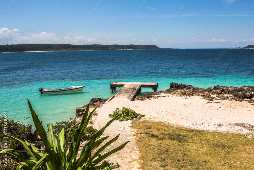 Fototapeta premium Boat in the beautiful sea creek