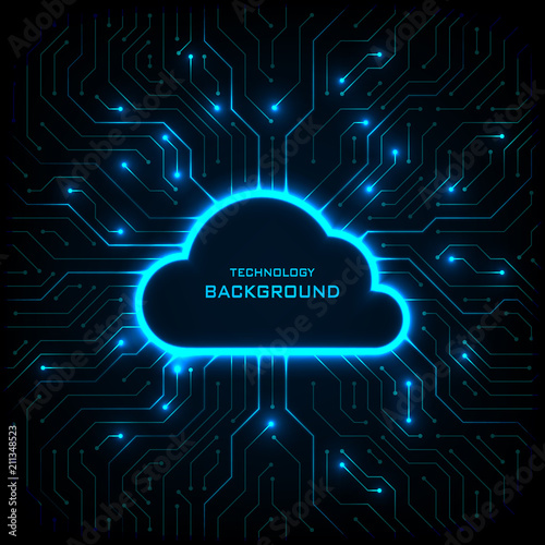 Abstract technology background. Cyber security concept. Cloud technology on digital circuit board vector illustration.