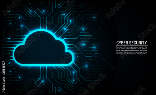 Abstract technology background. Cyber security concept. Cloud technology on digital circuit board vector illustration.