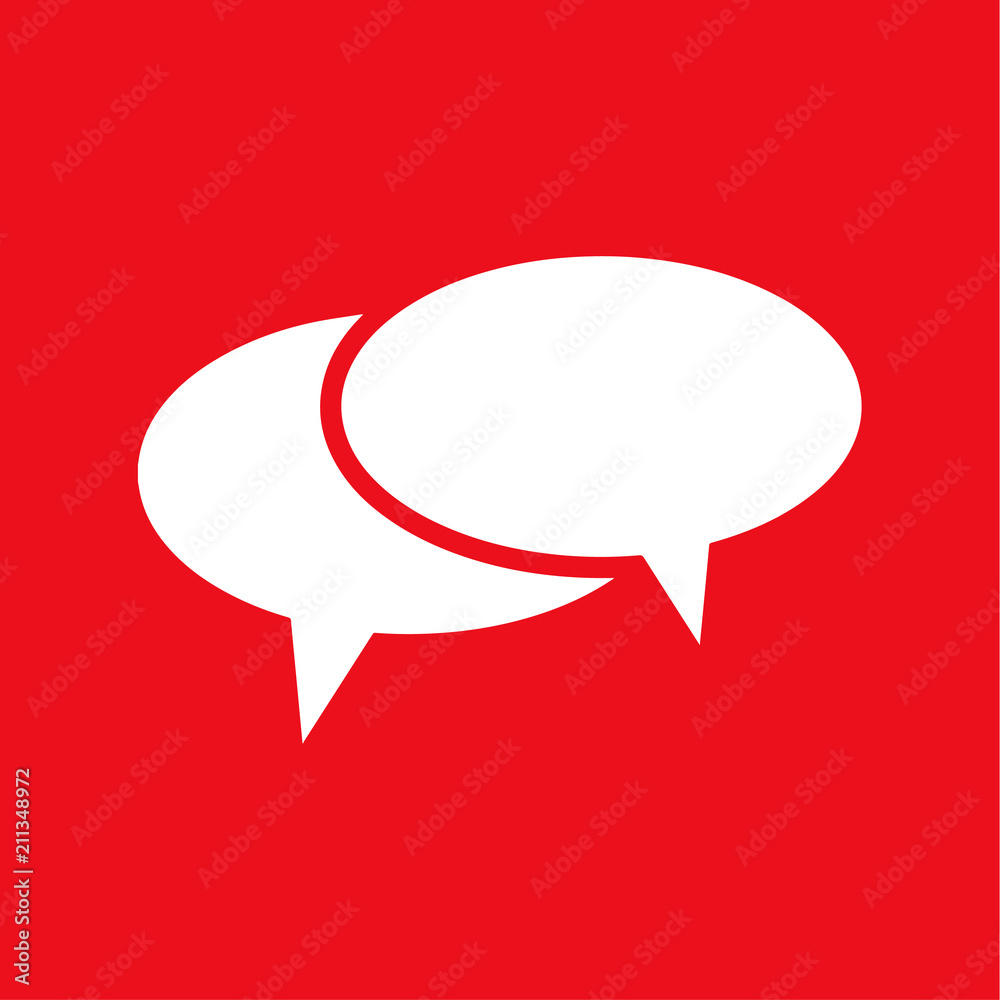 comment character. white icon on red background comment character. white icon on red background