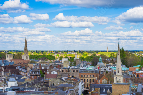 Cambridge city rooftops view, England 