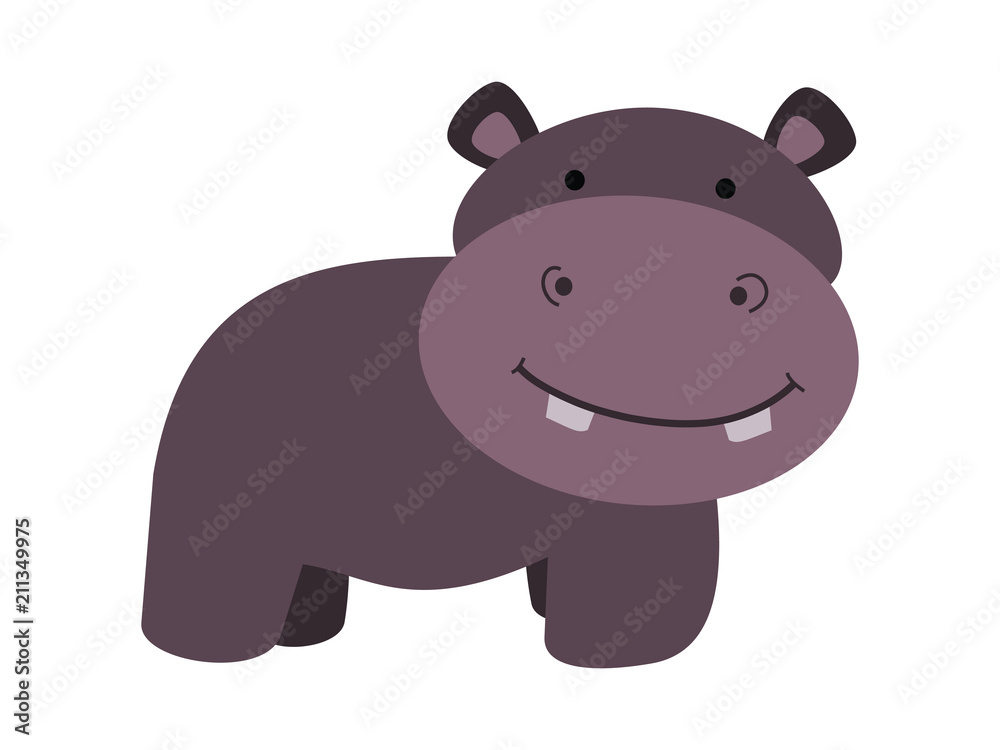 Cute hippo for kid illustration vector