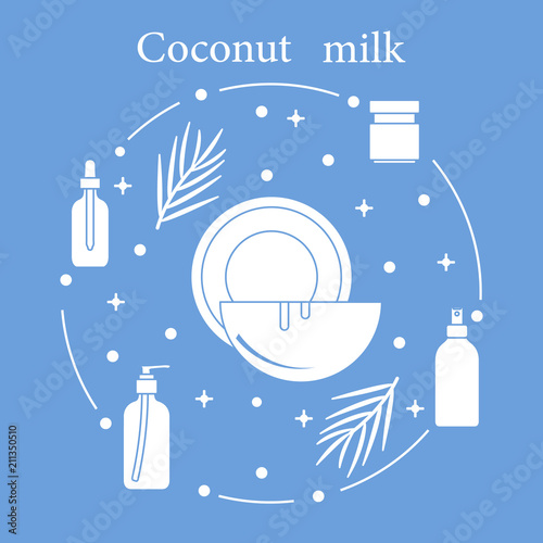 Coconut milk for cosmetics and care products.