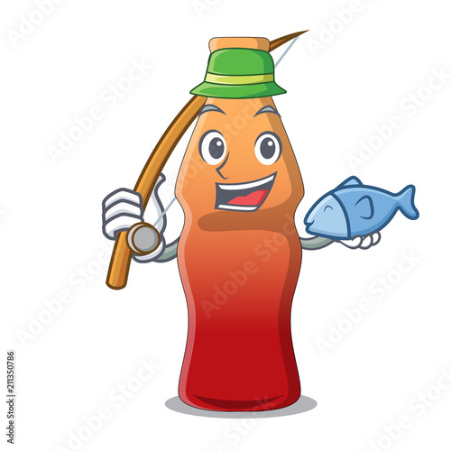 Fishing cola bottle jelly candy mascot cartoon