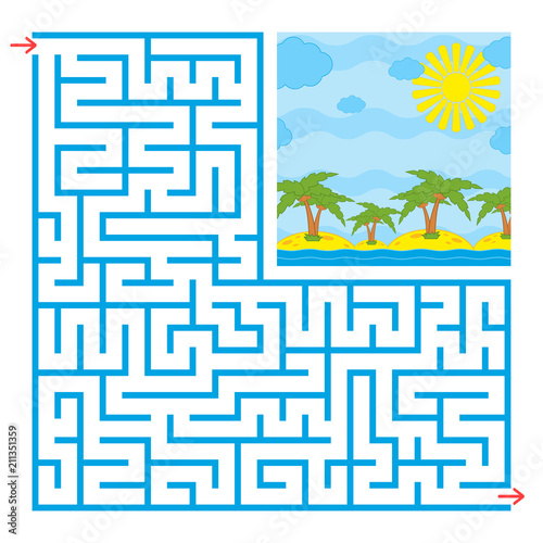Abstract isolated labyrinth of unusual shape. Of blue color. An interesting and useful game for children and adults. Simple flat vector illustration. 