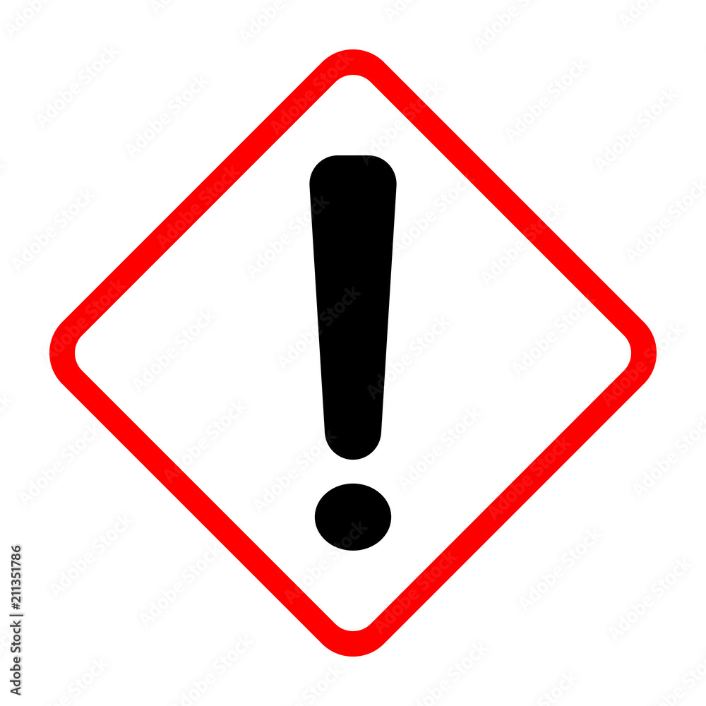 WARNING icon. Exclamation mark on rhombus sign. Vector. WARNING icon. Exclamation mark on rhombus sign. Vector.