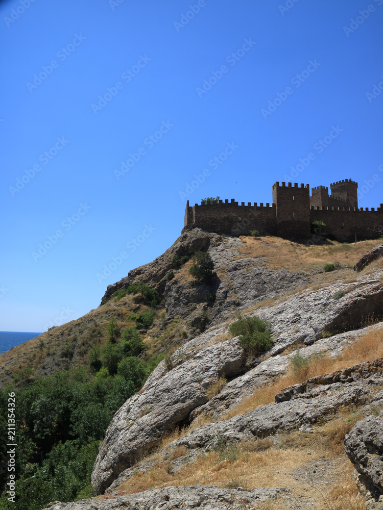 An image of an ancient Genoese fortress.