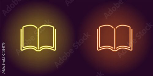 Neon icon of Yellow and Orange Book