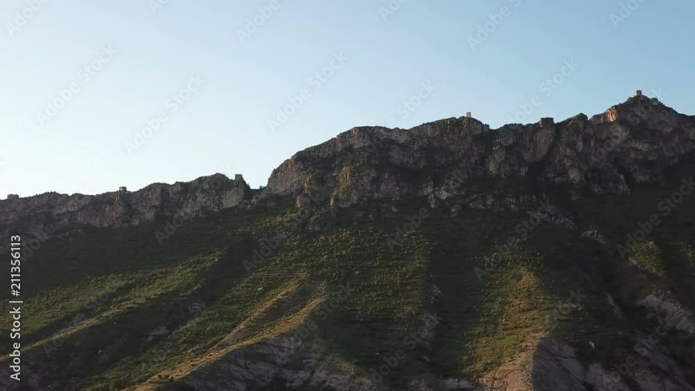 Aerial view of the green mountain with Simatai Great Wall in Beijing, China Aerial view of the green mountain with Simatai Great Wall in Beijing, China