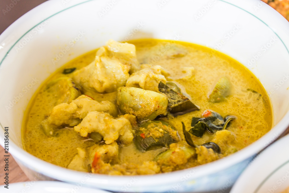 Green Curry in Cup Put on a table ready to eat Green Curry in Cup Put on a table ready to eat