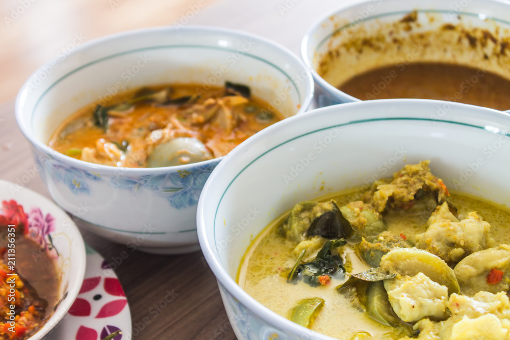 Green Curry in Cup Put on a table ready to eat Green Curry in Cup Put on a table ready to eat