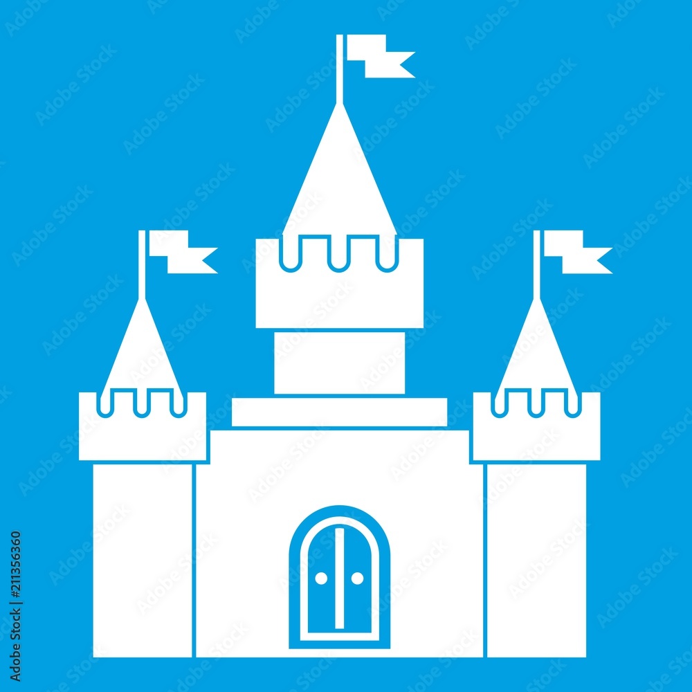 Fortress icon white isolated on blue background vector illustration