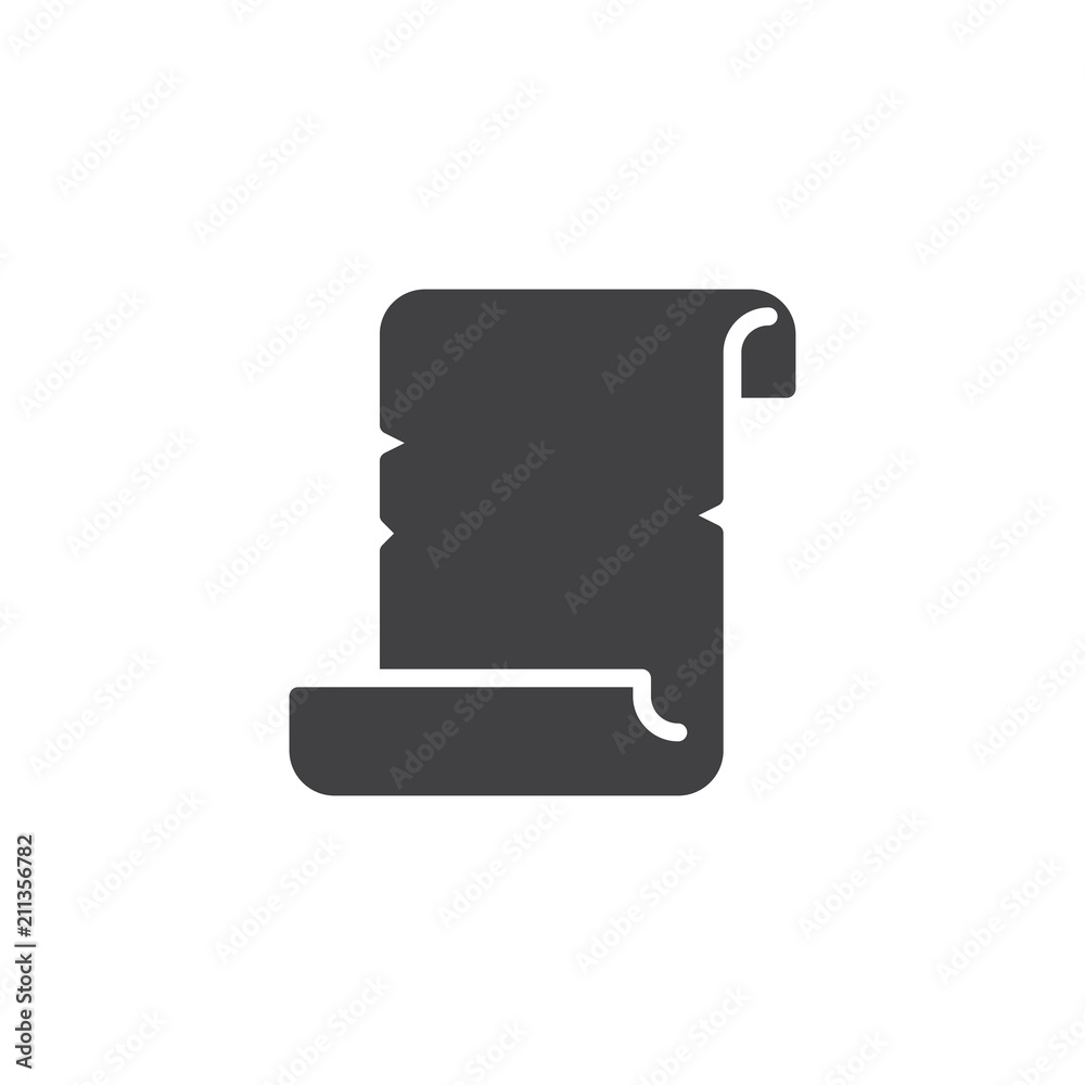 Obraz premium Scroll papyrus paper vector icon. filled flat sign for mobile concept and web design. Parchment simple solid icon. Symbol, logo illustration. Pixel perfect vector graphics