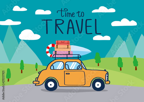 Planning summer vacations  Travel by car   World Travel  Summer holiday Tourism and vacation theme