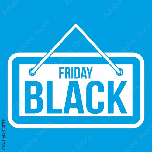 Black Friday signboard icon white isolated on blue background vector illustration