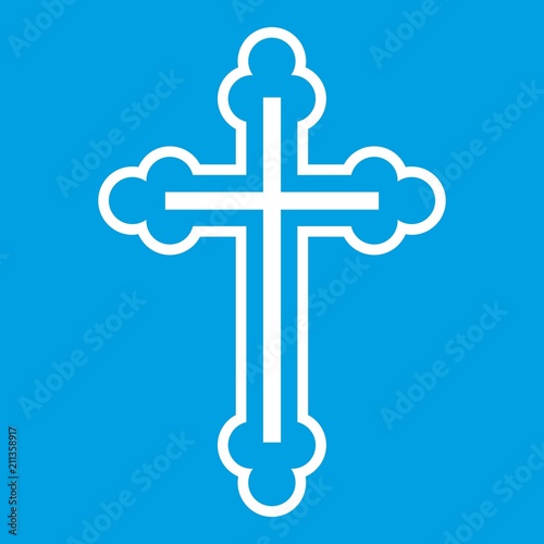 Crucifix icon white isolated on blue background vector illustration