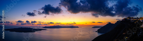 Sunset panorama of Cyclades islands, Greece
