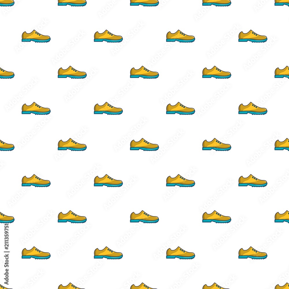 Yellow golf shoes pattern seamless repeat in cartoon style vector illustration
