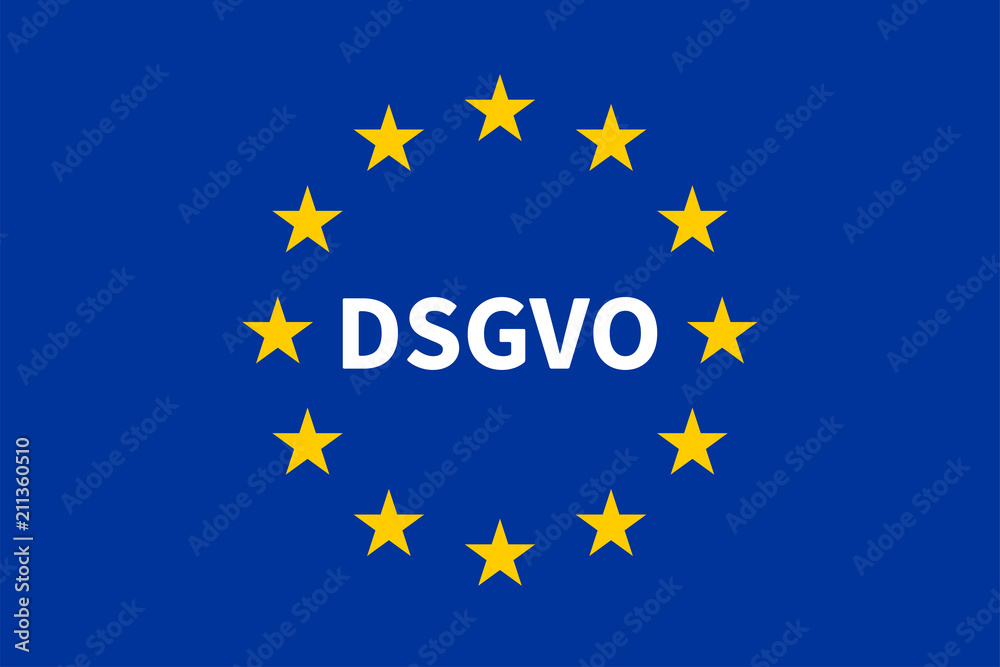 EU-Flagge mit DSGVO / Datenschutz-Grundverordnung.