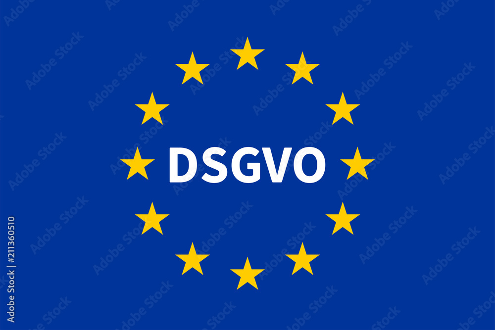 EU-Flagge mit DSGVO / Datenschutz-Grundverordnung. EU-Flagge mit DSGVO / Datenschutz-Grundverordnung.