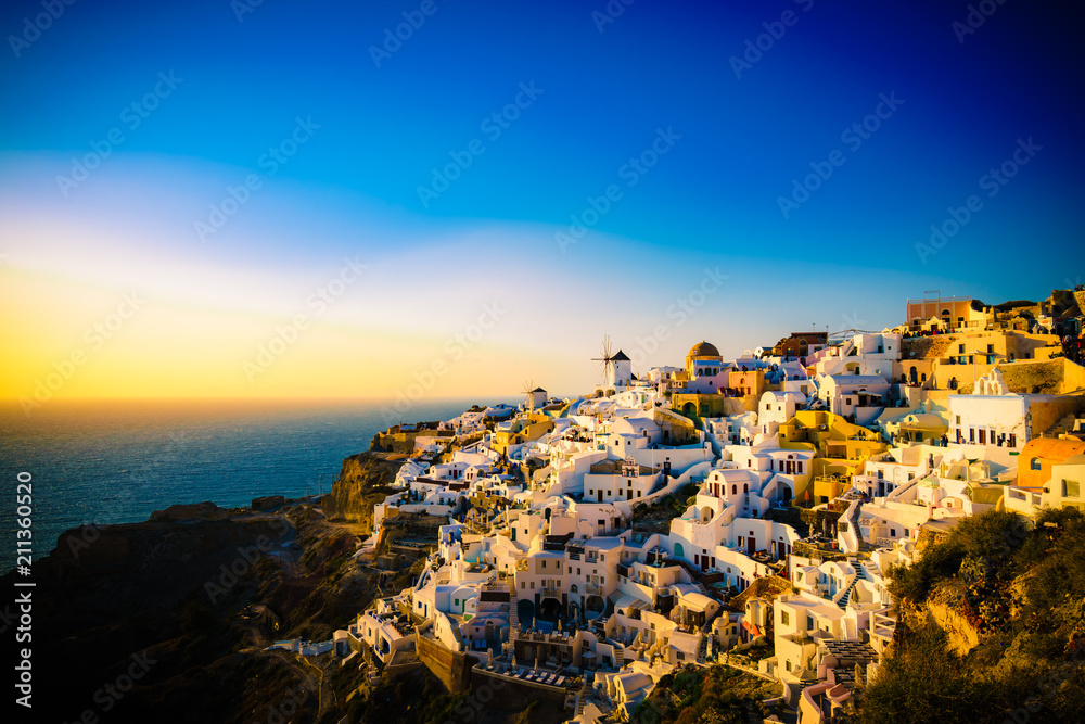 Oia village old town in the morning, Santorini. Greece