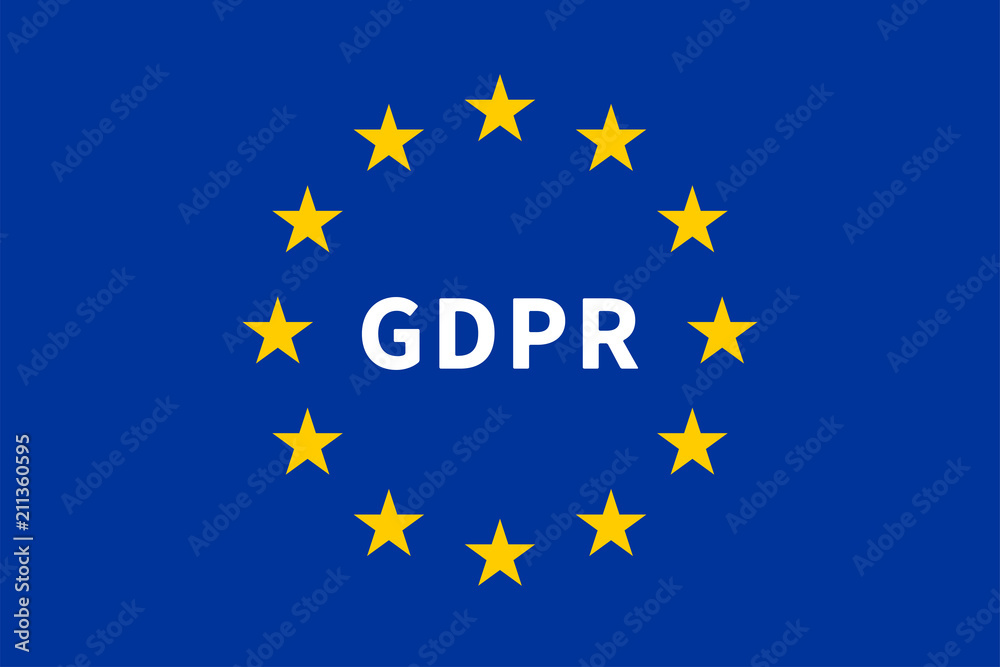 The Flag of the European Union with GDPR / General Data Protection Regulation. The Flag of the European Union with GDPR / General Data Protection Regulation.
