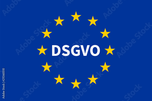 EU-Flagge mit DSGVO / Datenschutz-Grundverordnung.