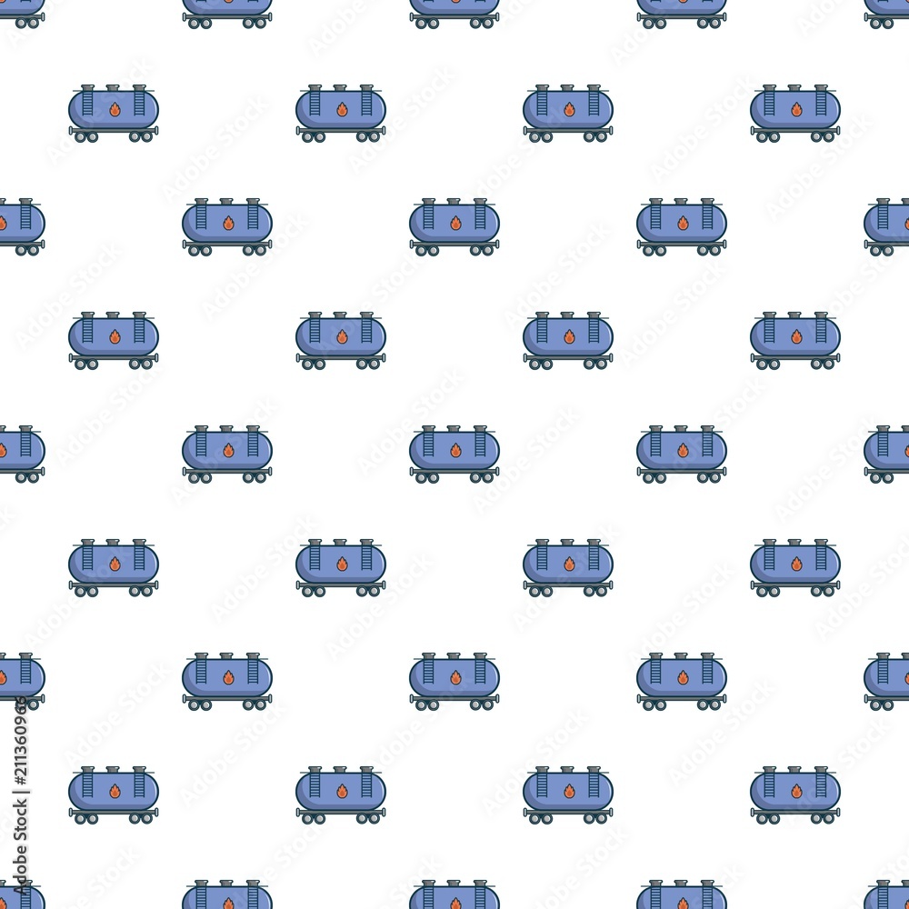 Gasoline railroad tanker pattern seamless repeat in cartoon style vector illustration