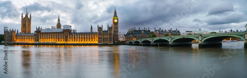 Panorama of Houses of Parliament  Big Ben and Westminster Bridge