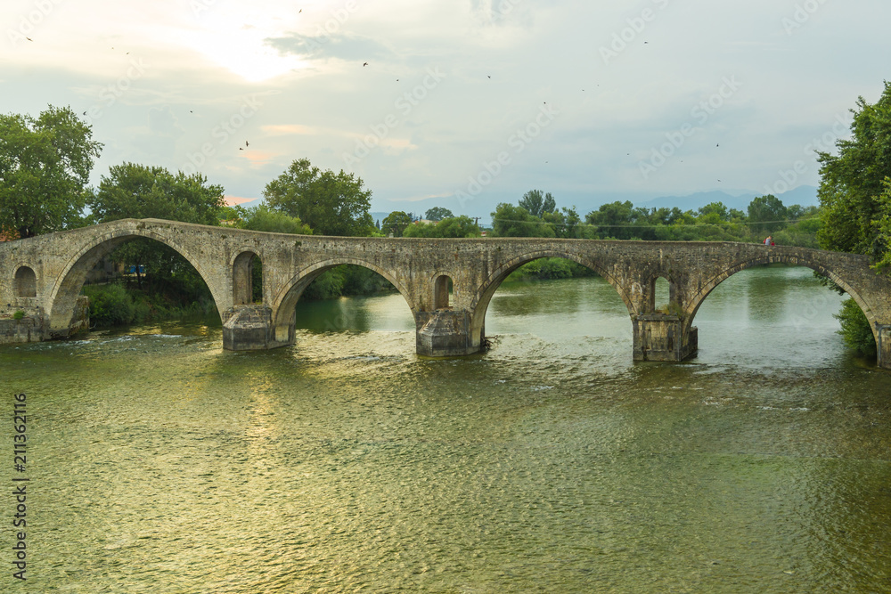 stone old bridge of Artas city Epirus Greece