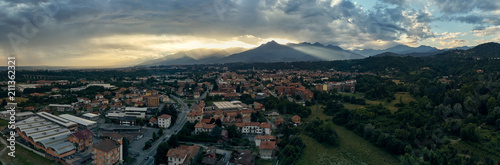 Panorama Città di Biella in elicottero