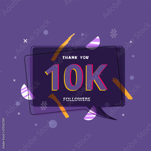 10K followers thank you post for social media. Vector illustration.