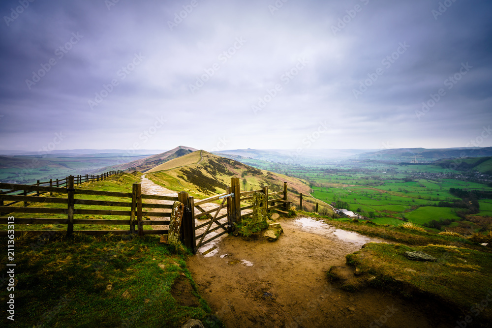 The Great Ridge at Mam Tor mountain in Peak District, England