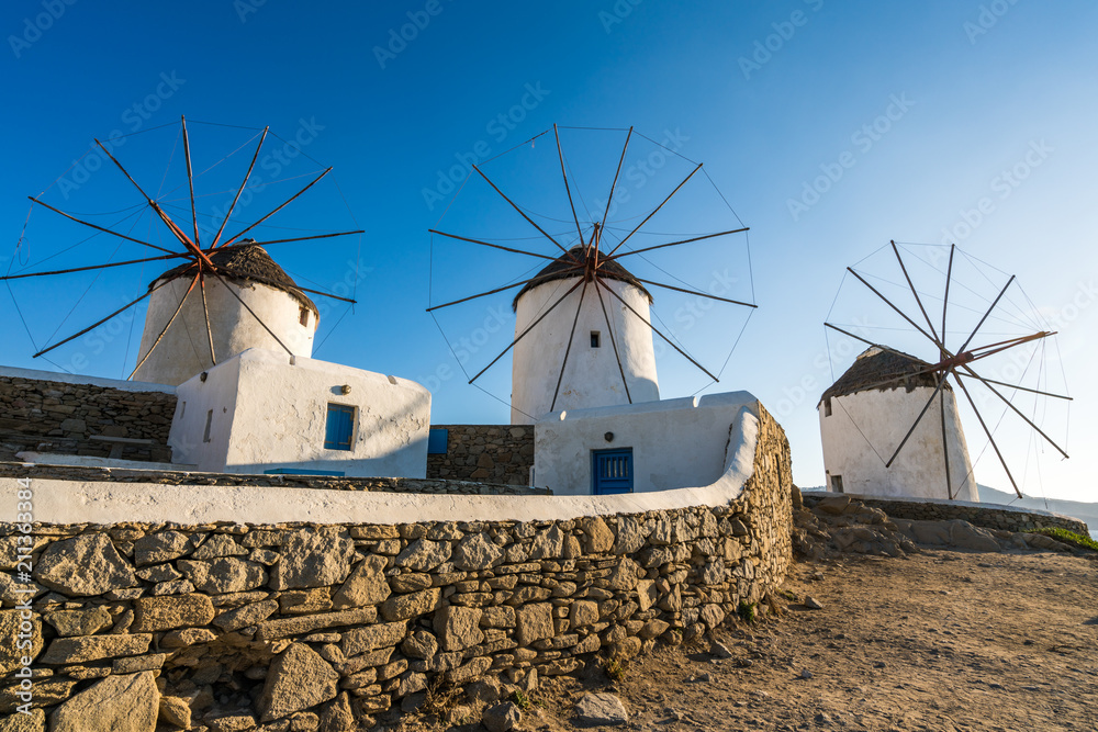 Famous windmills in Mykonos. Greece