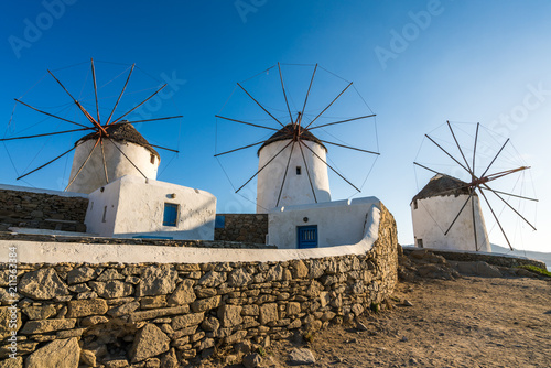 Famous windmills in Mykonos. Greece