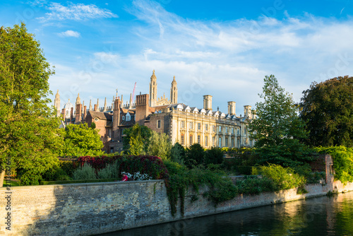 College in Cambridge viewed across the cam river, UK