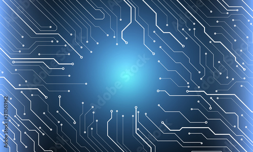 Circuit Board Hi Scifi Future Technology Pattern For Presentation Infographic Vector Background. White Abstract Line Connection Trace Pad Texture Illustration.