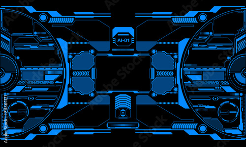 HUD Futuristic Elements Data Communication Transfer Panel Vector. Abstract Future Scifi Information Report Screen Object Illustration.