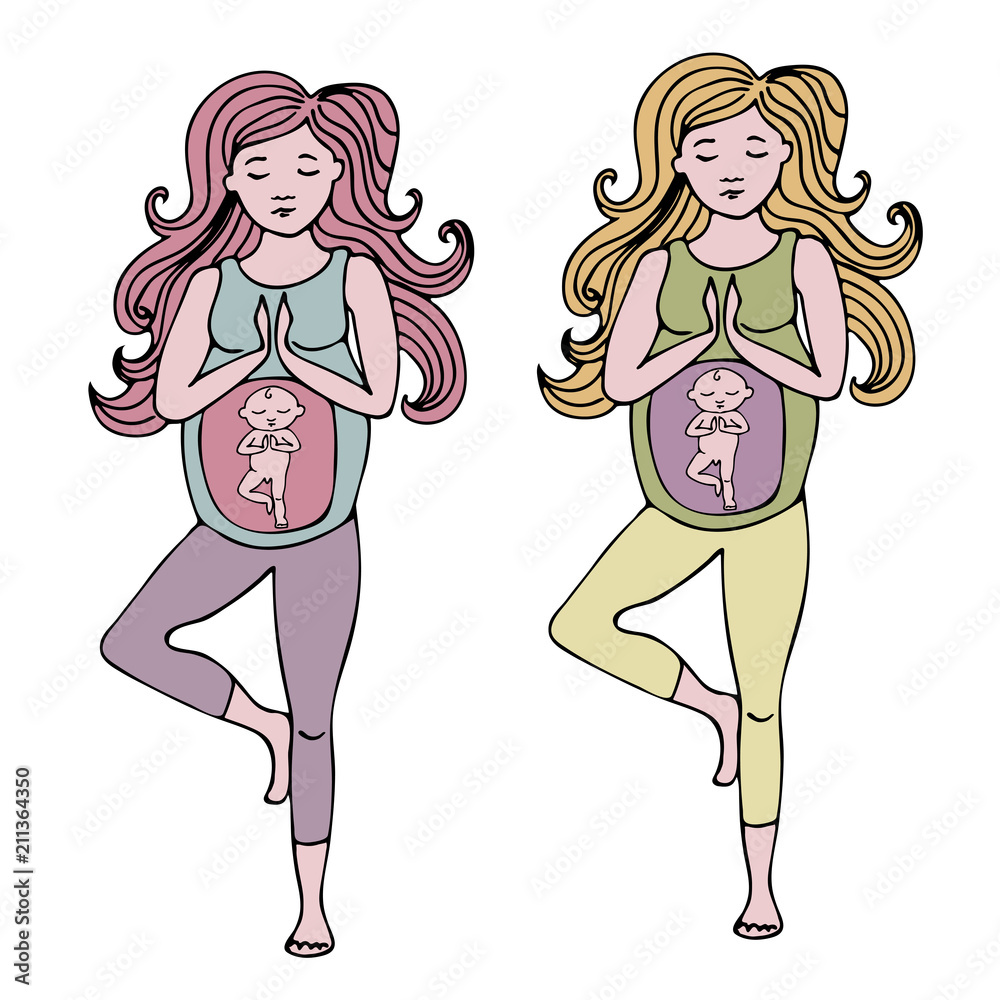 Pregnant woman in yoga pose vector illustration Pregnant woman in yoga pose vector illustration