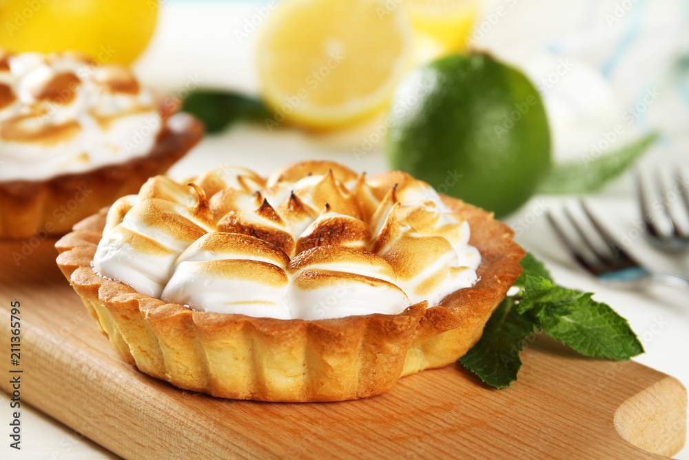 Lemon pie on the bord, aclose-up