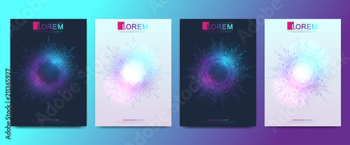 Modern vector template for brochure, leaflet, flyer, cover, banner, catalog, magazine or annual report. Business, science and technology design book layout. Presentation with mandala. Card surface.