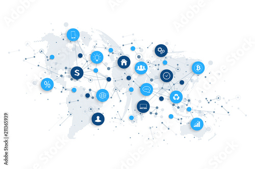 Internet of things IoT and network connection concept design vector. Smart digital concept