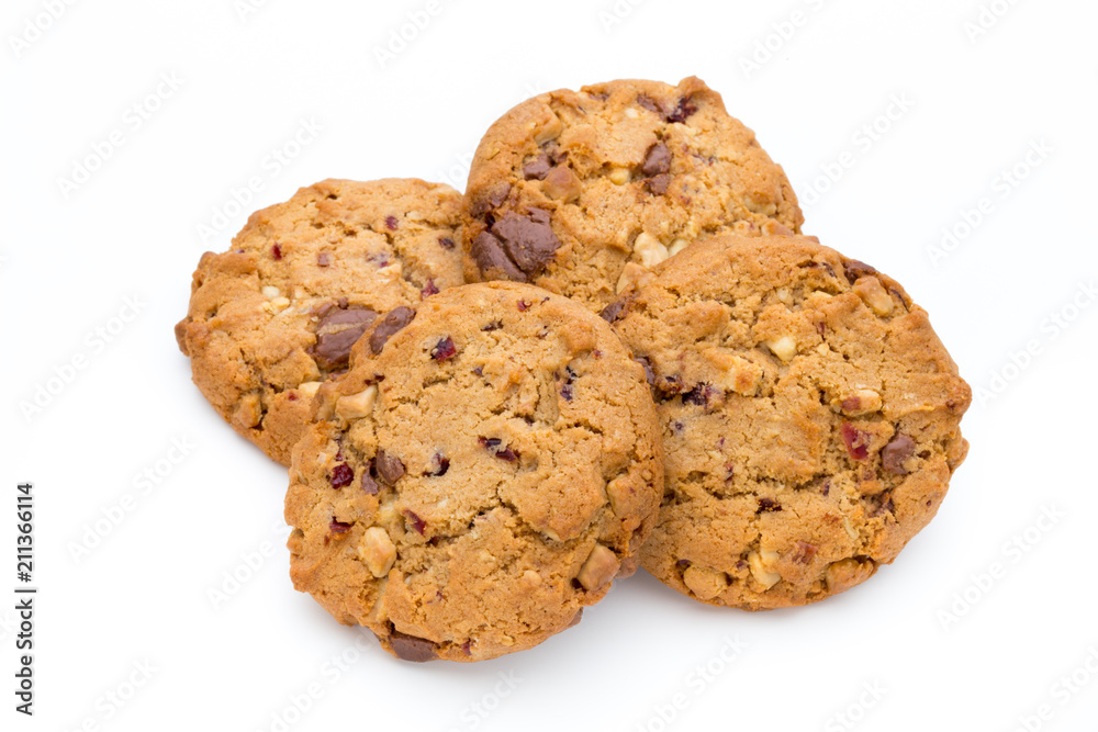 Chocolate chip cookie isolated on white background. Chocolate chip cookie isolated on white background.