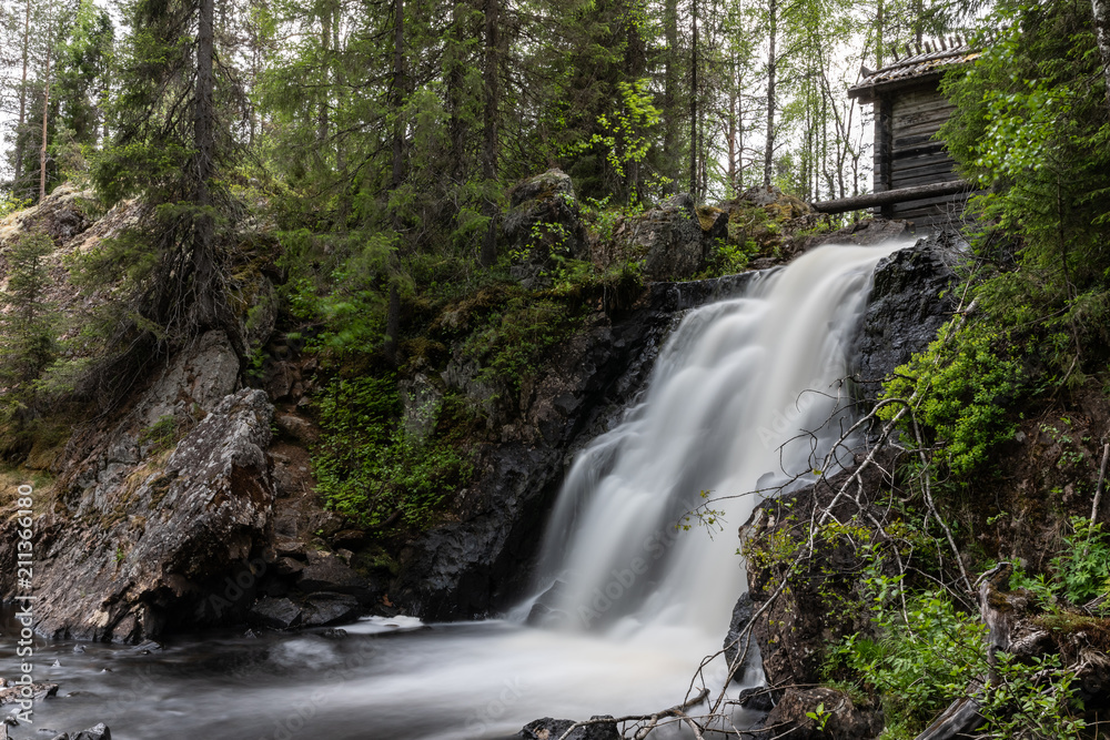 Komulankongas waterfall in Hyrynsalmi, Finland.